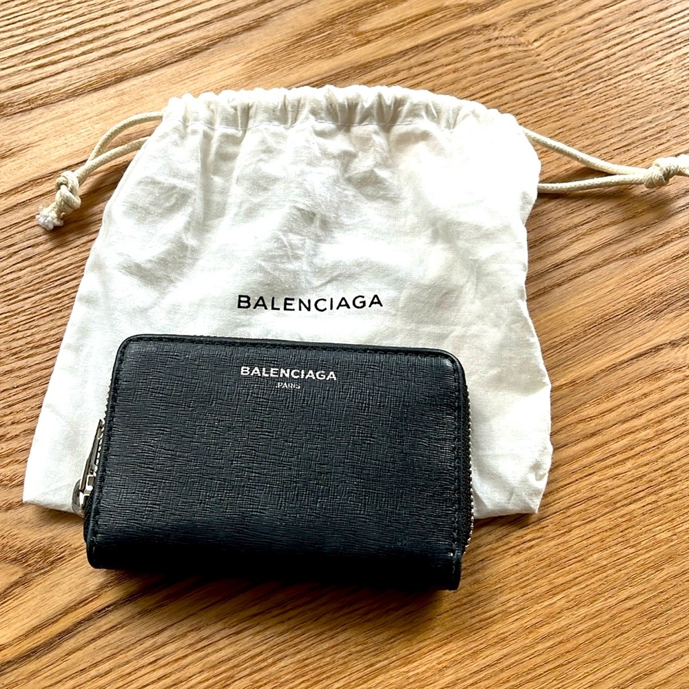 BALENCIAGA BLACK LEATHER WALLET